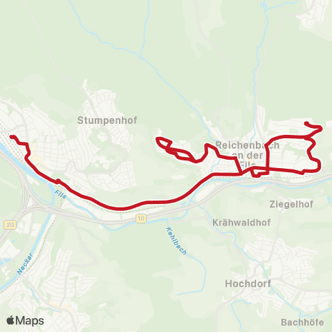 VVS Reichenbach Bahnhof - Siegenberg - Rißhalde - Bahnhof map