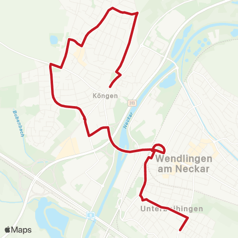 VVS Wendlingen (N) ZOB - Köngen - Wendlingen (N) map