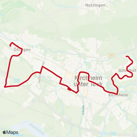 VVS Ötlingen - Lindorf - Kirchheim (T) ZOB - Schafhof map