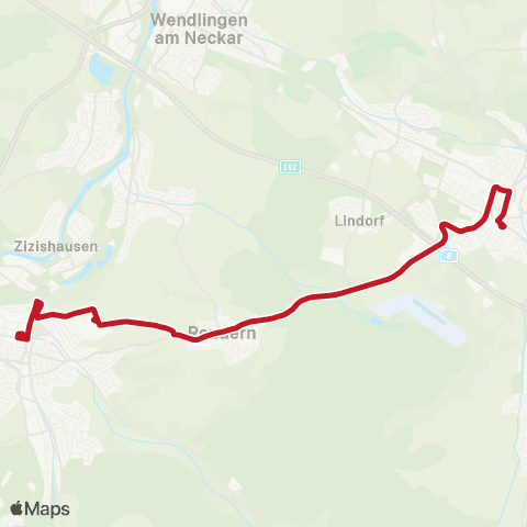 VVS Kirchheim (T) - Reudern - Nürtingen Krankenhaus - Nürtingen map