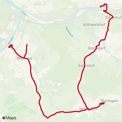VVS Wernau (N) - Notzingen - Hochdorf - Reichenbach (F) map