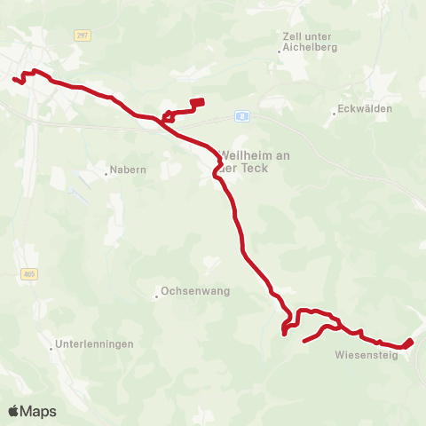 VVS RadWanderBus: Kirchheim (T) - Holzmaden - Reußenstein - Wiesensteig / Schopfloch map
