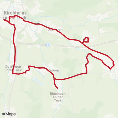 VVS Kirchheim (T) - Bissingen (T) - Weilheim (T) - Holzmaden - Kirchheim (T) map