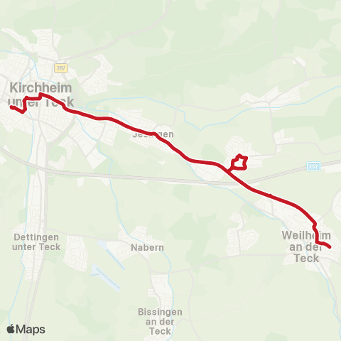 VVS Kirchheim (T) - Bissingen (T) - Weilheim (T) - Kirchheim (T) map