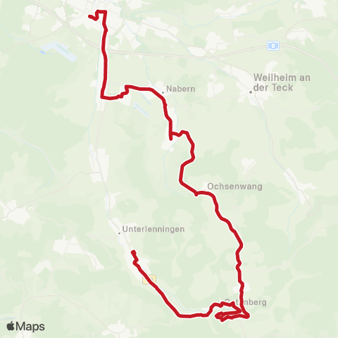 VVS Kirchheim (T) - Dettingen (T) - Bissingen (T) - Oberlenningen map