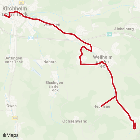 VVS Oberlenningen - Kirchheim (T) - Weilheim (T) - Neidlingen map