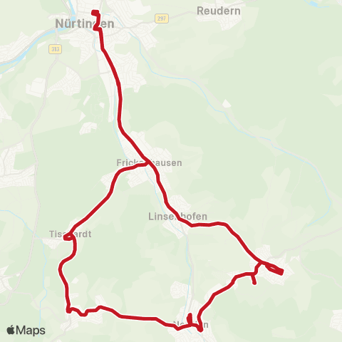 VVS Nürtingen - Neuffen - Beuren - Kohlberg - Tischardt - Nürtingen map