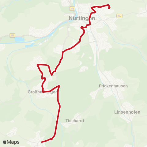 VVS Schülerverkehr Grafenberg - Großbettlingen - Nürtingen map
