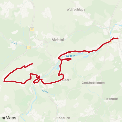 VVS Nürtingen - Altdorf - Neckartenzlingen ( - Schlaitdorf) map
