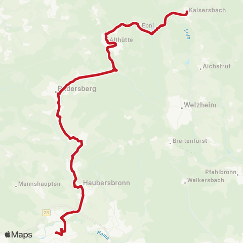 VVS (Schorndorf - ) Rudersberg - Kaisersbach map