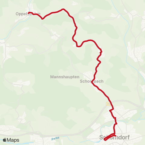 VVS Schorndorf - Schornbach - Necklinsberg - Oppelsbohm map