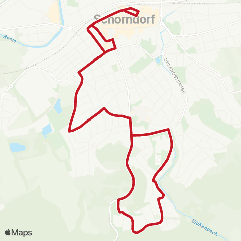 VVS Schorndorf Bahnhof - Rems-Murr-Klinik - Spittler Stift - Grauhalde - Rems-Murr-Klinik - Bahnhof map