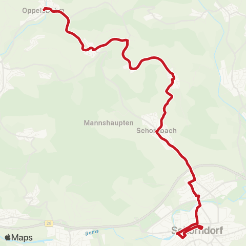 VVS Schorndorf - Schornbach - Birkenweißbuch - Oppelsbohm map
