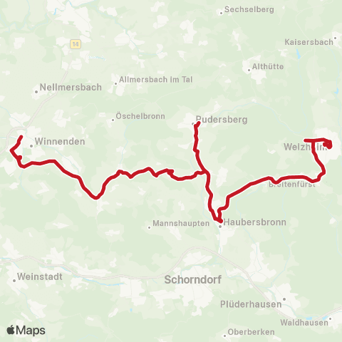 VVS Welzheim - Rudersberg - Oppelsbohm Rems-Murr-Klinikum - Winnenden map