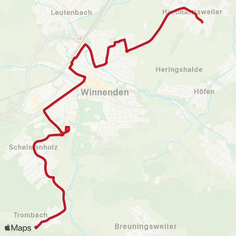 VVS Hertmannsweiler - Winnenden - Rems-Murr-Klinikum - Schelmenholz - Hanweiler map