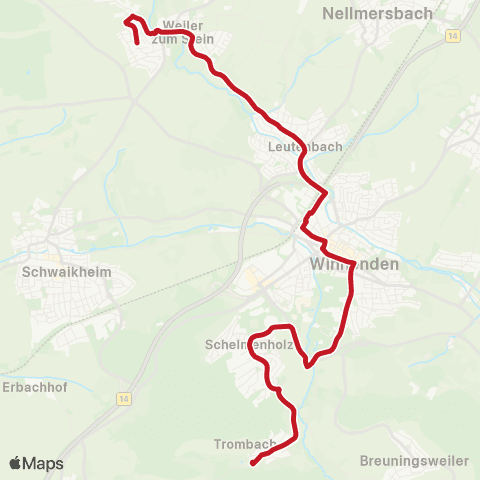 VVS Schelmenholz - Winnenden - Leutenbach - Weiler z. S. map