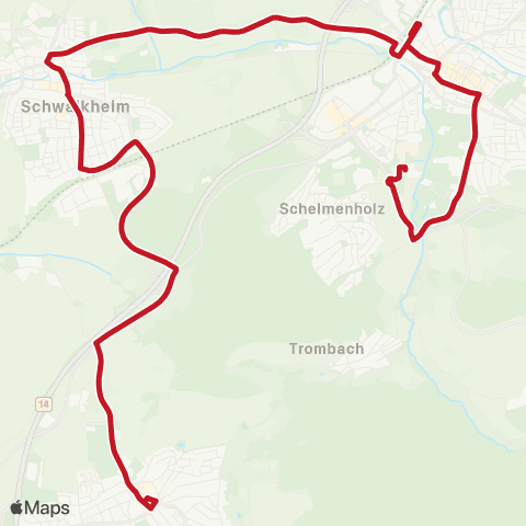 VVS Korb - Schwaikheim - Winnenden ZOB - Rems-Murr-Klinikum map