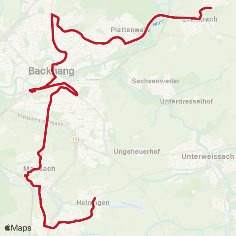 VVS Heiningen - Backnang - Steinbach map