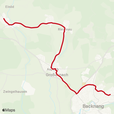 VVS Backnang - Großaspach - Kleinaspach (Schülerverkehr) map