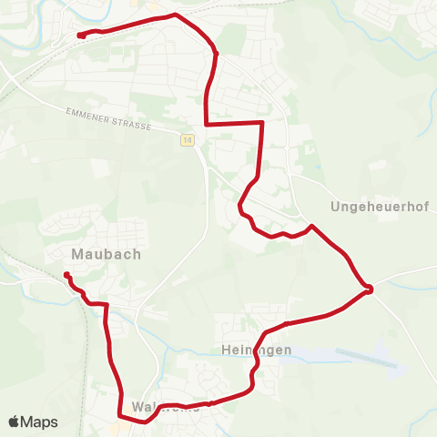 VVS Backnang ZOB - Industriegebiet Süd ( - Heiningen - Maubach Bf) map