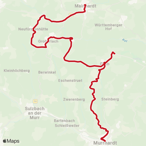 VVS Murrhardt - Grab - Großerlach - Mainhardt (inkl. Limesbus Nord) map