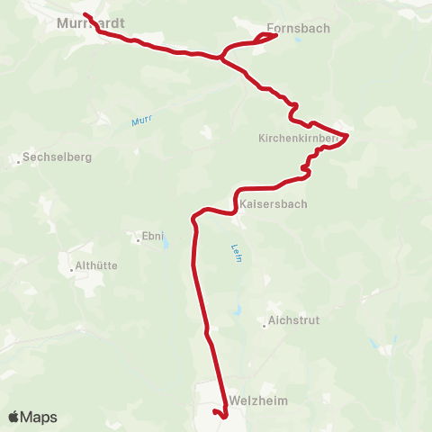VVS Murrhardt - Kirchenkirnberg - Kaisersbach - Welzheim (inkl. Limesbus Süd) map