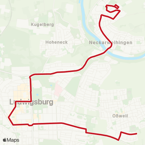 VVS Oßweil-Süd - Ludwigsburg Oststadt - ZOB - Neckarweihingen map