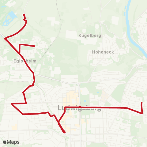 VVS Ludwigsburg Oststadt - ZOB - Eglosheim ( - Monrepos) map