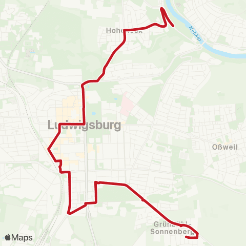 VVS Hoheneck - Ludwigsburg ZOB - Grünbühl map