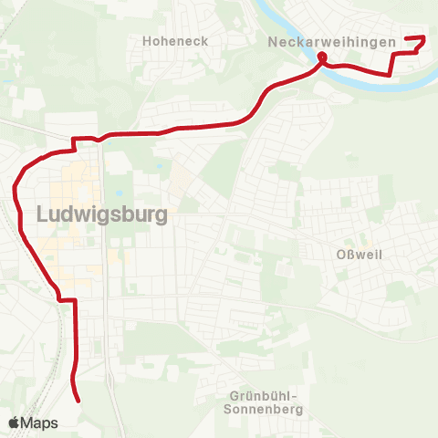 VVS Kornwestheim W&W - Ludwigsburg ZOB - Neckarw. map
