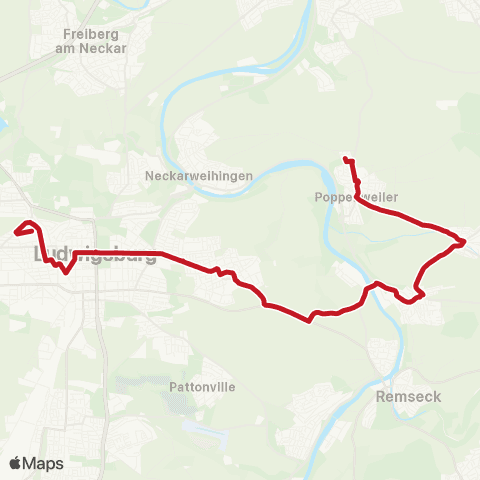 VVS Ludwigsburg - Poppenweiler (Schülerverkehr) map
