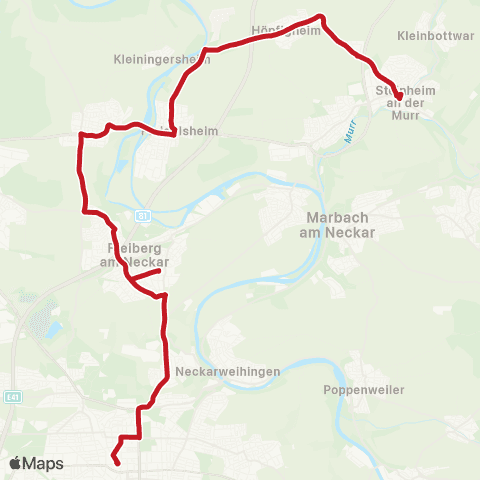VVS Ludwigsburg - Freiberg - Höpfigh. ( - Steinheim) map