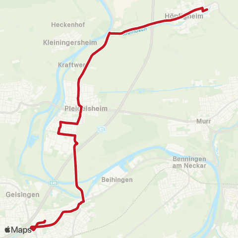 VVS Freiberg (N) - Pleidelsheim - Höpfigheim (Schülerverkehr) map