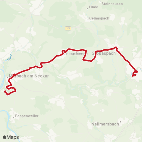 VVS (Backnang - )  Aspach - Rielingshausen - Marbach - Hörnle map