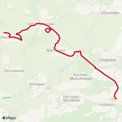 VVS Feuerbach - Kallenberg - Münchingen - Schwieberdingen ( - Hemmingen) map