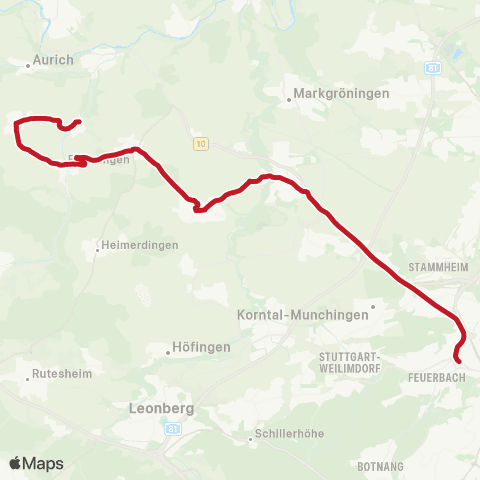 VVS Feuerbach - Schwieberdingen - Hemmingen - Eberdingen - Riet map