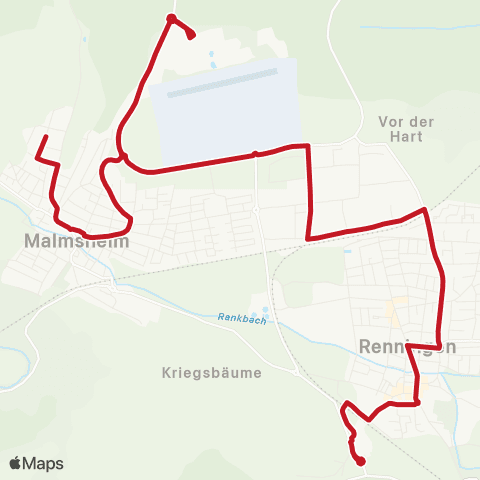 VVS Renningen Süd - Bf - Robert-Bosch-Campus - Malmsheim ( - Rutesheim) map
