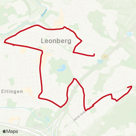 VVS Leonberg Blosenbergkirche - Bahnhof - Ramtel map