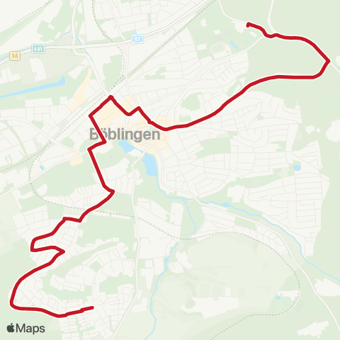 VVS Böblingen Diezenhalde - Grund - ZOB - Kreiskrankenhaus - Thermalbad map