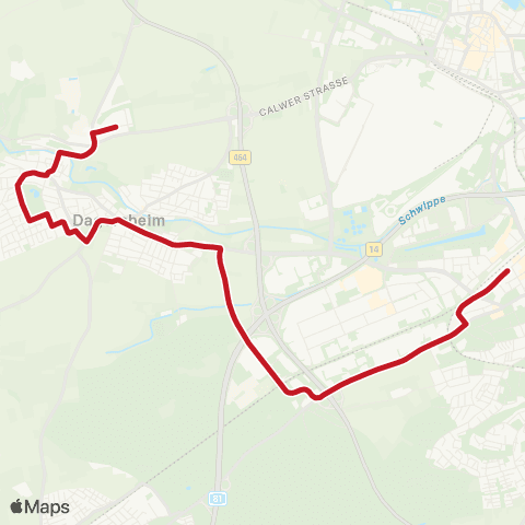 VVS Böblingen ZOB - Herrenberger Straße - Dagersheim - Darmsheim Inneres Bühl - Häslach map