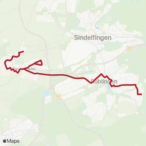 VVS Dagersh. Goethestraße - Böblingen ZOB - Tannenberg map