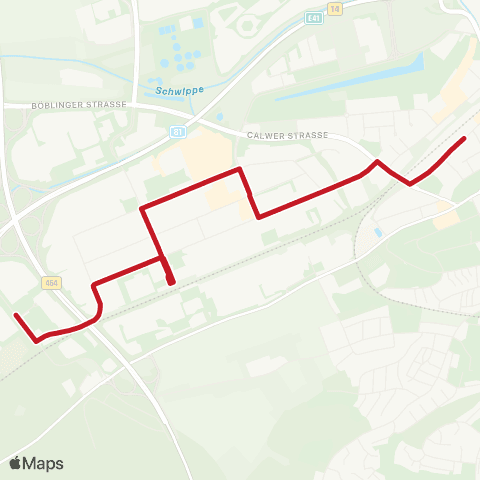 VVS Böblingen ZOB - Hulb - Hulb-West map
