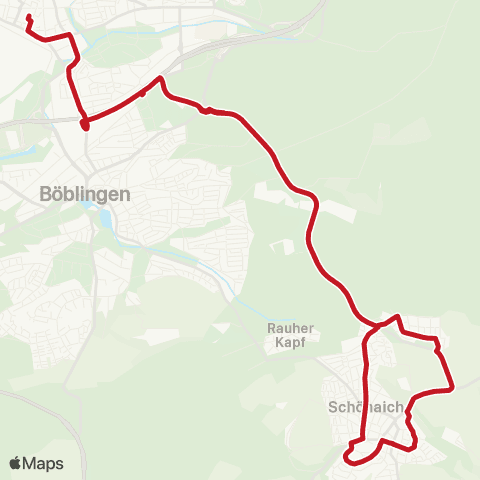 VVS Sindelfingen ZOB - Goldberg - Schönaich - Schönaich - Goldberg - Sindelfingen ZOB map