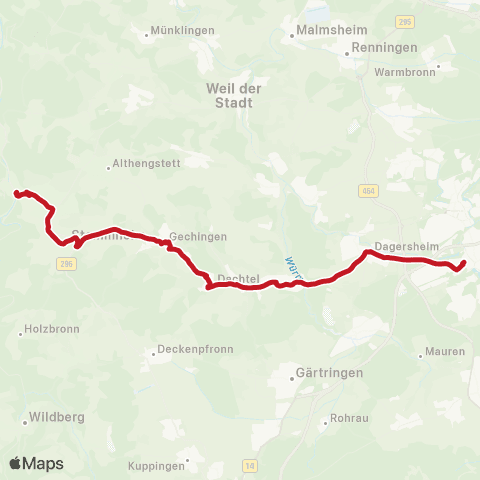 VVS (Sindelfingen - ) Böblingen - Aidlingen - Dachtel ( - Gechingen) map