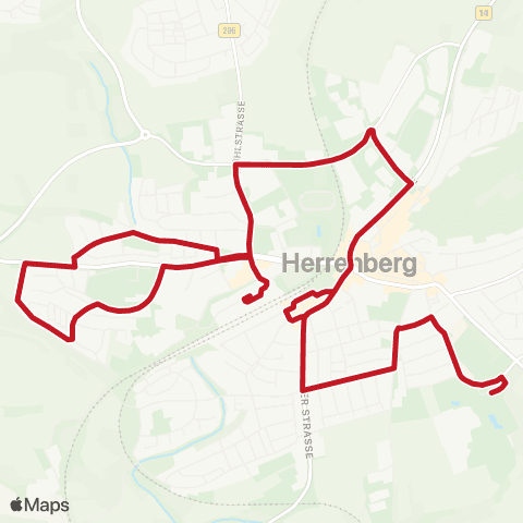 VVS Herrenberg Hallenbad - ZOB - Nord - West - Kalkofenstraße map