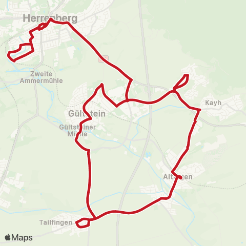 VVS (Herrenberg ZOB - Kayh - ) Tailfingen - Herrenberg ZOB ( - Vogelsang - ZOB) map
