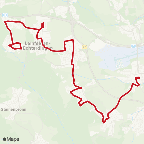 VVS (Bernhausen - ) Stetten - Echterdingen - Leinfelden - Musberg map