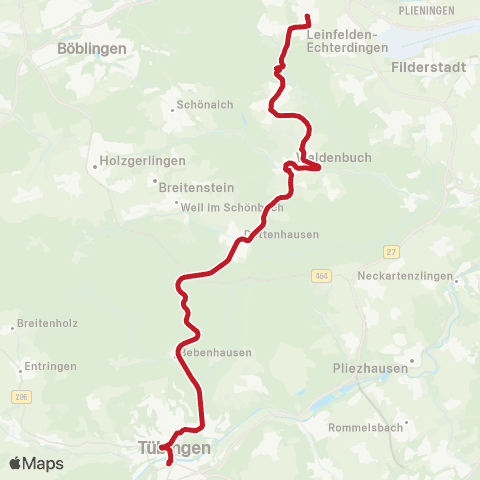 VVS Leinfelden - Waldenbuch - Tübingen map