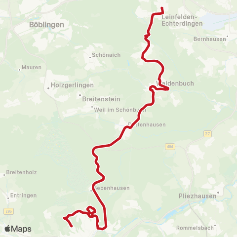 VVS Leinfelden - Waldenbuch (Schülerverkehr) map
