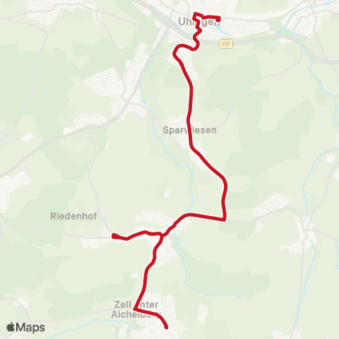 VVS Uhingen - Sparwiesen - Hattenhofen - Zell map
